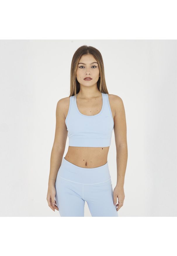 LEGEA - Crop top sportowy treningowy FEBE. Kolor: niebieski. Materiał: skóra, materiał. Sport: fitness