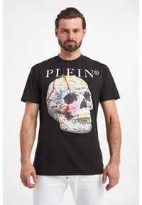 Philipp Plein - T-shirt męski PHILLIPP PLEIN. Materiał: skóra, bawełna. Wzór: aplikacja, nadruk
