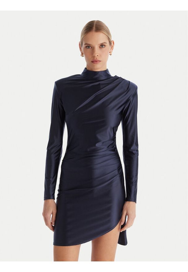 ACCESS FASHION Sukienka koktajlowa 54-3037-170 Granatowy Slim Fit. Kolor: niebieski. Materiał: syntetyk. Styl: wizytowy