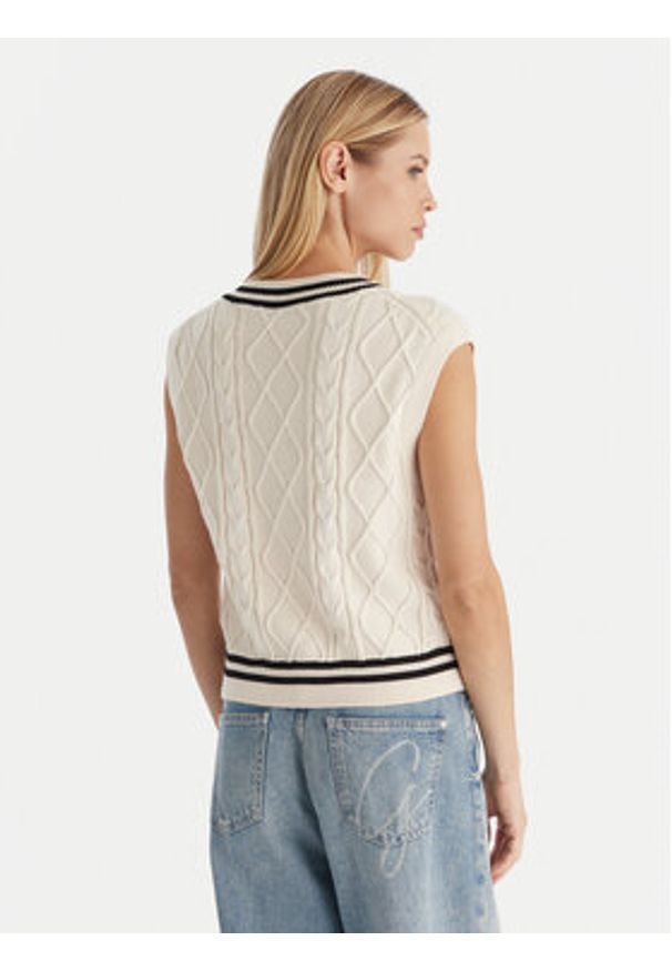 Guess Sweter V5GR00 Z3FB1 Biały Classic Fit. Kolor: biały. Materiał: bawełna