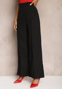 Renee - Czarne Garniturowe Szerokie Spodnie High Waist Rissetto. Okazja: na spotkanie biznesowe. Stan: podwyższony. Kolor: czarny. Styl: elegancki, biznesowy #4