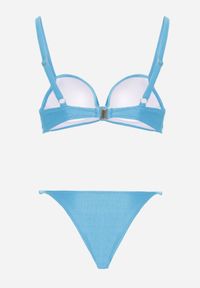 Renee - Niebieskie Bikini Dwuczęściowe z Biustonoszem Push-Up i Metalowymi Zapięciami Coraeva. Kolor: niebieski. Wzór: aplikacja #5