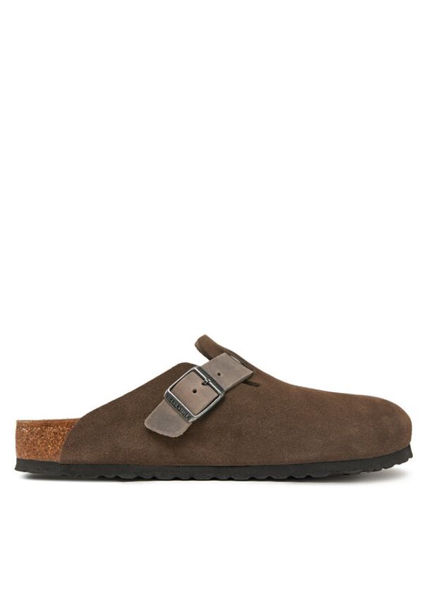 Birkenstock Klapki Boston zamsz 1029210 Brązowy. Kolor: brązowy. Materiał: skóra, zamsz