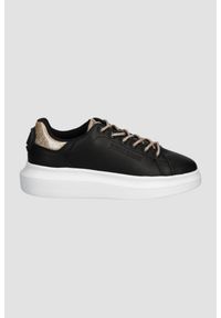Just Cavalli - JUST CAVALLI Czarne skórzane sneakersy FONDO URSA DIS. 1, Rozmiar 37. Kolor: czarny. Materiał: skóra