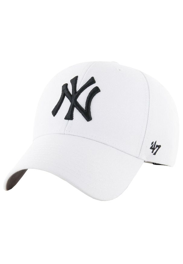 47 Brand - Czapka z daszkiem męska MLB New York Yankees Cap. Kolor: biały. Materiał: akryl, wełna