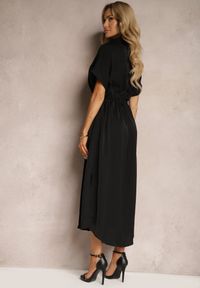 Renee - Czarna Sukienka Koszulowa z Materiałowym Paskiem Zapinana na Guziki Quintia. Okazja: na co dzień. Kolor: czarny. Materiał: materiał. Typ sukienki: koszulowe. Styl: klasyczny, elegancki, casual