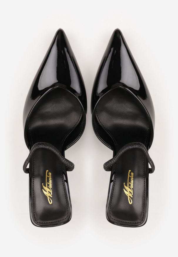 Born2be - Czarne Lakierowane Szpilki z Elastycznym Paskiem na Piętę Balzorwyn. Okazja: na randkę, do pracy, na wesele, na spotkanie biznesowe, na ślub cywilny. Nosek buta: szpiczasty. Zapięcie: pasek. Kolor: czarny. Materiał: lakier. Obcas: na szpilce. Styl: elegancki, biznesowy, klasyczny. Wysokość obcasa: średni