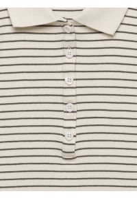 Big-Star - Koszulka damska polo w paski perłowa Rellma 103. Typ kołnierza: polo. Kolor: kremowy. Materiał: prążkowany, dzianina. Wzór: paski. Styl: elegancki, klasyczny #2