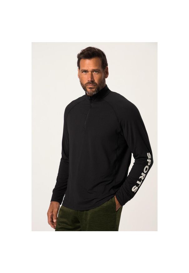 JAY-PI - Męska Koszulka funkcyjna z długim rękawem FLEXNAMIC® fitness QuickDry. Typ kołnierza: kołnierzyk stójkowy. Kolekcja: plus size. Kolor: czarny. Materiał: elastan, poliester, materiał. Długość rękawa: długi rękaw. Długość: długie. Sport: fitness