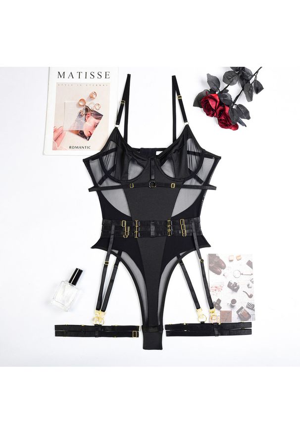 Intica - Zestaw trzyczęściowy z body na specjalne okazje Biggy. Kolor: czarny. Materiał: materiał. Wzór: aplikacja