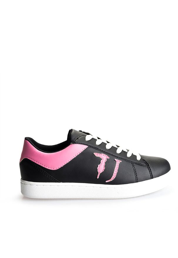 Trussardi Jeans Sneakersy | 79A00387 | Kobieta | Czarny, Różowy. Nosek buta: okrągły. Kolor: czarny, wielokolorowy, różowy. Materiał: skóra ekologiczna. Wzór: aplikacja