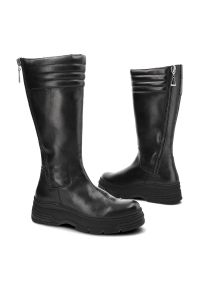 Czarne Kozaki Marco Tozzi Wygodne Skórzane Buty Damskie. Okazja: na co dzień. Kolor: czarny. Materiał: skóra. Szerokość cholewki: normalna. Obcas: na obcasie. Styl: casual, elegancki. Wysokość obcasa: niski #5