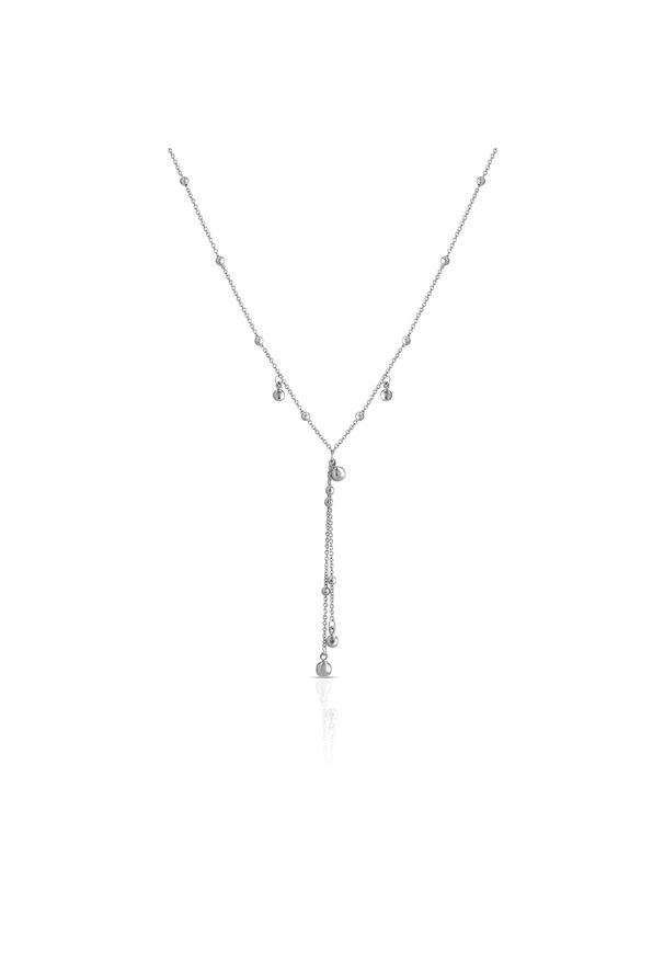 W.KRUK - Naszyjnik srebrny krawatka z kulkami. Materiał: srebrne. Kolor: srebrny. Wzór: ażurowy