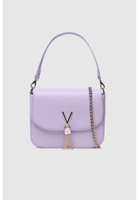 Valentino by Mario Valentino - VALENTINO Fioletowa torebka na ramie z ozdobnym V divina shoulder bag. Kolor: fioletowy