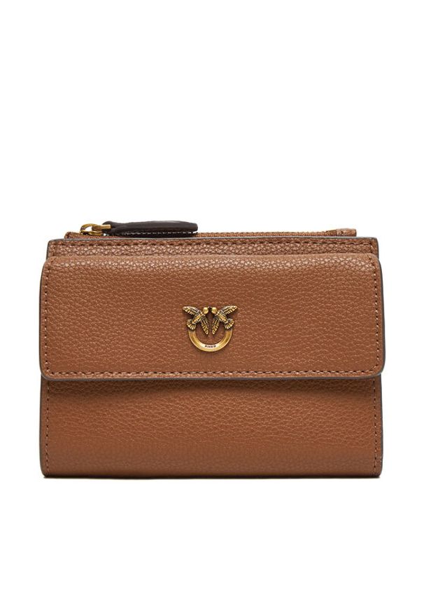 Pinko - PINKO Duży Portfel Damski Compact Wallet AI 25-26 PCPL 103612 A29Q Brązowy. Kolor: brązowy. Materiał: skóra