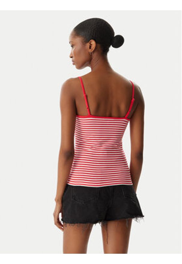 Tommy Jeans Top Essential DW0DW20675 Czerwony jasny Slim Fit. Kolor: czerwony. Materiał: bawełna