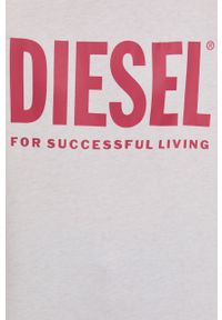 Diesel T-shirt bawełniany kolor kremowy. Okazja: na co dzień. Kolor: beżowy. Materiał: bawełna. Wzór: nadruk. Styl: casual #2