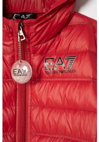 EA7 Emporio Armani kurtka puchowa dziecięca kolor czerwony. Okazja: na co dzień. Typ kołnierza: kaptur. Kolor: czerwony. Materiał: puch. Styl: casual #3