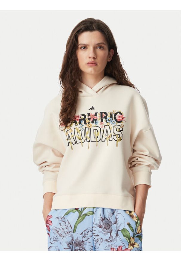 Adidas - adidas Bluza Farm Rio Hoodie KR0253 Kremowy Regular Fit. Kolor: kremowy. Materiał: bawełna
