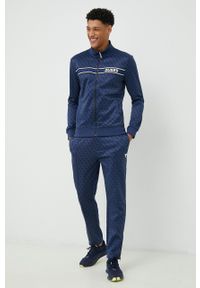 Guess bluza męska kolor granatowy z aplikacją. Kolor: niebieski. Materiał: dzianina. Wzór: aplikacja #3