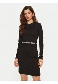 Karl Lagerfeld Jeans Sukienka codzienna A1W13009 Czarny Regular Fit. Okazja: na co dzień. Kolor: czarny. Materiał: syntetyk, wiskoza. Typ sukienki: proste. Styl: casual