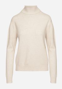 Born2be - Beżowy Klasyczny Golf z Wiskozą i Wełną Salentie. Okazja: na co dzień, do pracy. Typ kołnierza: golf. Kolor: beżowy. Materiał: wełna, wiskoza. Styl: klasyczny #4