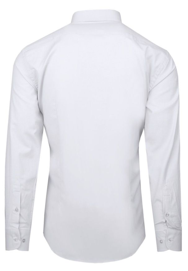 Wyszczuplona, Elegancka Koszula Męska - Victorio - Biała. Kolor: biały. Materiał: poliester, bawełna, elastan. Styl: elegancki