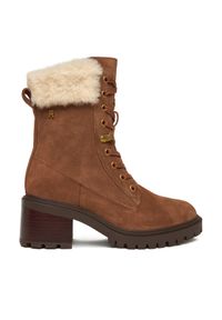 TOMMY HILFIGER - Tommy Hilfiger Trzewiki Th Shearling Lace Up Boot FW0FW08999 Brązowy. Kolor: brązowy. Materiał: skóra
