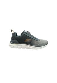 skechers - Buty sneakersy sportowe męskie Skechers Track-Pipkent. Kolor: szary, biały, zielony, wielokolorowy. Materiał: materiał. Szerokość cholewki: normalna