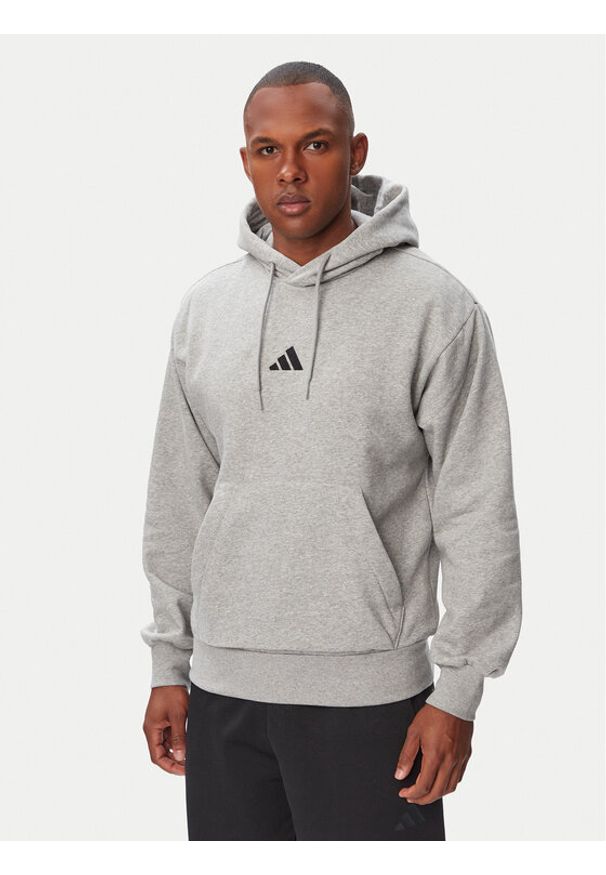 Adidas - adidas Bluza Essentials Feelcozy JE3809 Szary jasny Regular Fit. Kolor: szary. Materiał: bawełna