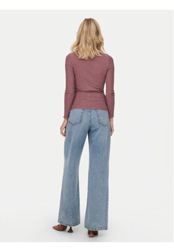 only - ONLY Bluzka Emma 15180040 Różowy Slim Fit. Kolor: różowy. Materiał: syntetyk
