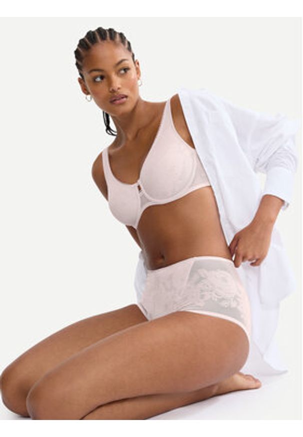 Triumph Biustonosz z fiszbiną Wild Rose Sensation 10205953 Różowy. Kolor: różowy. Materiał: syntetyk