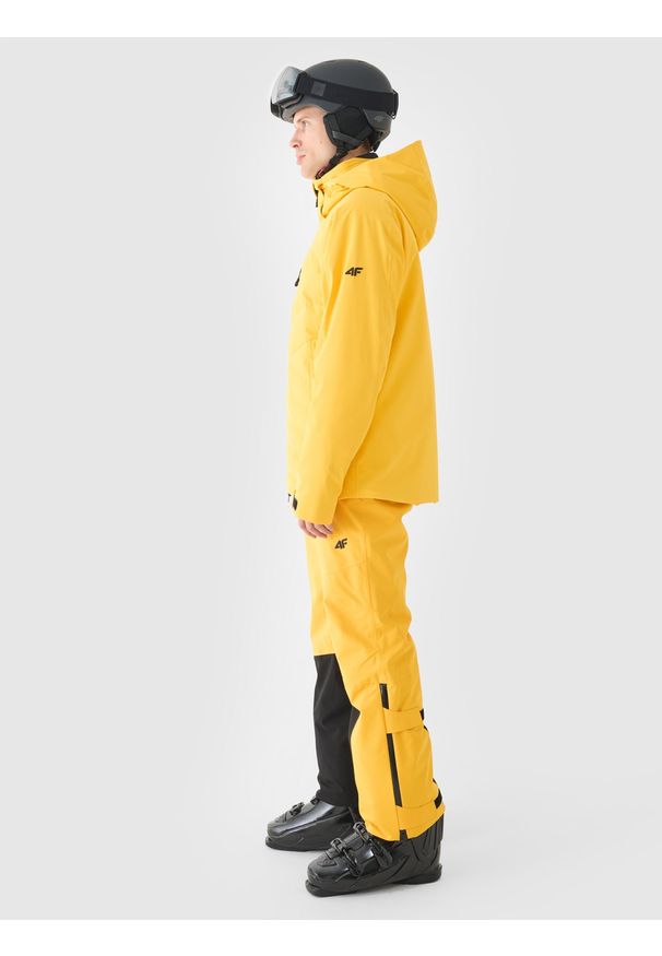 4f - 4F Kurtka narciarska membrana Dermizax 20000 męska - żółta XXL. Typ kołnierza: kaptur. Kolor: żółty. Materiał: dzianina, materiał, puch. Długość: długie. Wzór: aplikacja. Sezon: zima. Styl: klasyczny