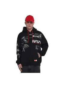 Cropp - Czarna bluza z nadrukami NASA - Czarny. Typ kołnierza: kaptur. Kolor: czarny. Materiał: bawełna, dzianina. Wzór: nadruk #1