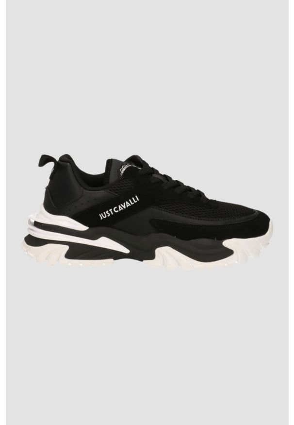 Just Cavalli - JUST CAVALLI Czarne sneakersy FONDO GRUT DIS. 4, Rozmiar 42. Kolor: czarny