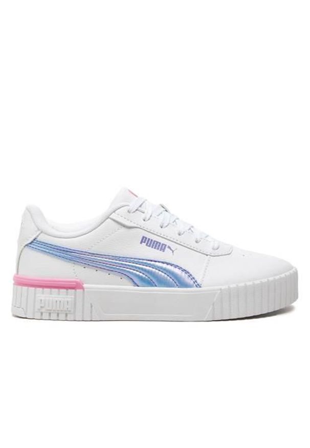 Buty do chodzenia dla dzieci Puma Carina 2.0 Bouncy Sky. Zapięcie: sznurówki. Kolor: biały, wielokolorowy, różowy, niebieski. Materiał: materiał, syntetyk, tkanina. Szerokość cholewki: normalna. Sport: turystyka piesza
