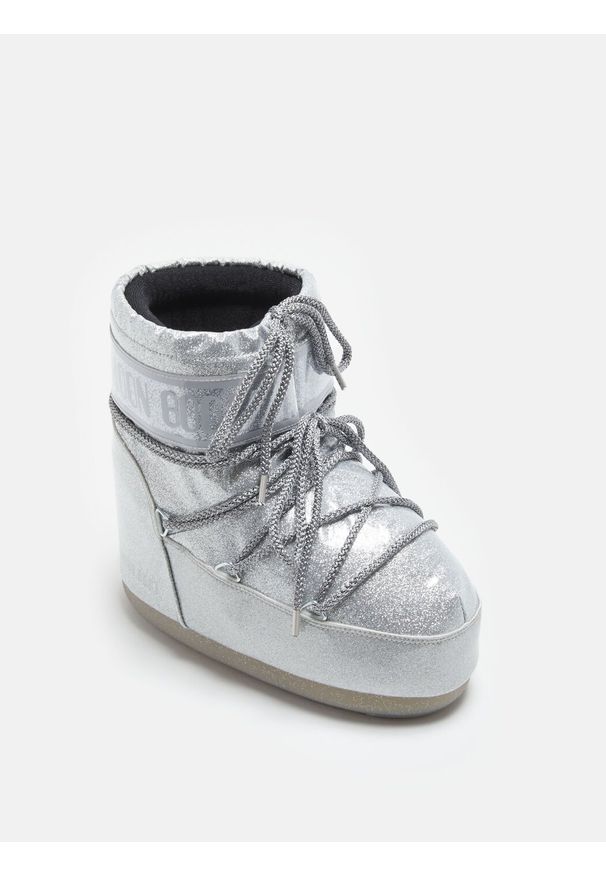 Śniegowce damskie Moon Boot ICON LOW GLITTER. Kolor: srebrny