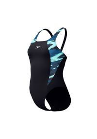 Damski kostium kąpielowy 1-częściowy Speedo Eco+ H-Boom Splice Muscleb. Kolor: wielokolorowy, czarny, zielony #1
