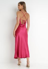 Born2be - Fuksjowa Sukienka Satynowa Chrentizo. Kolor: różowy. Materiał: satyna. Długość rękawa: na ramiączkach. Wzór: gładki. Styl: wizytowy. Długość: maxi #6