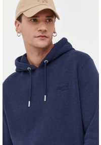 Superdry bluza męska kolor granatowy z kapturem gładka. Typ kołnierza: kaptur. Kolor: niebieski. Materiał: bawełna, poliester. Wzór: gładki #1
