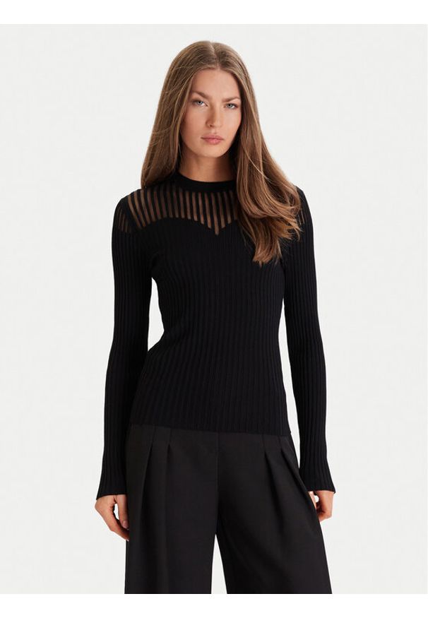 Morgan Sweter 252-MAMDO Czarny Slim Fit. Kolor: czarny. Materiał: wiskoza