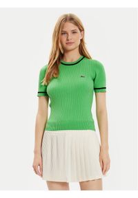 Lacoste Sweter AF6946 Zielony Slim Fit. Kolor: zielony. Materiał: syntetyk