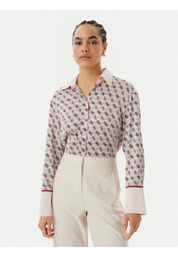 Guess Koszula W4YH47 WF1T2 Różowy Regular Fit. Kolor: różowy. Materiał: syntetyk