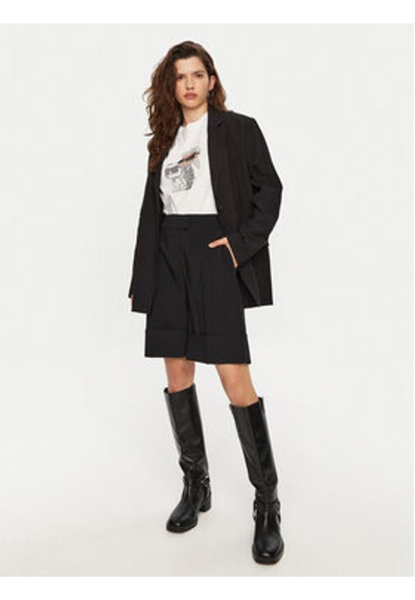 Karl Lagerfeld - KARL LAGERFELD T-Shirt A1W17131 Biały Regular Fit. Typ kołnierza: dekolt w karo. Kolor: biały. Materiał: bawełna