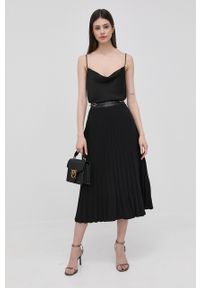 Morgan spódnica kolor czarny midi rozkloszowana. Kolor: czarny. Materiał: tkanina. Wzór: gładki #4