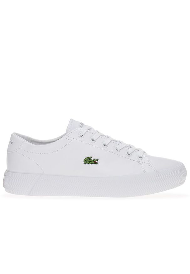 Buty Lacoste Vulcanized 741CFA0020-21G - białe. Okazja: na co dzień. Zapięcie: sznurówki. Kolor: biały. Materiał: guma, skóra. Szerokość cholewki: normalna. Wzór: aplikacja