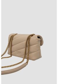 Pinko - PINKO Beżowa skórzana damska torebka kopertówka Love Puff Mini CL. Kolor: beżowy. Materiał: skórzane. Styl: casual, elegancki #2