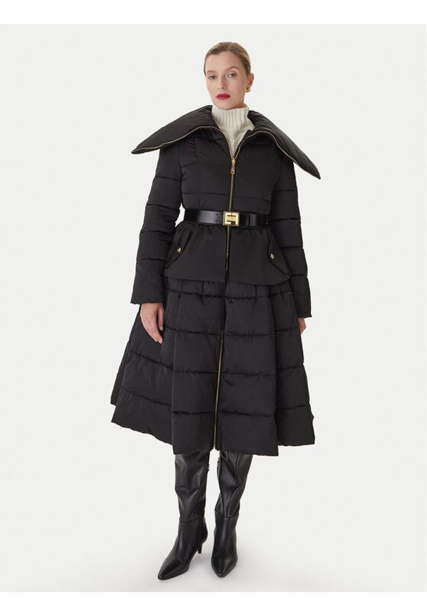 Elisabetta Franchi Płaszcz zimowy PI-86Z-56E2-V790 Czarny Regular Fit. Kolor: czarny. Materiał: syntetyk. Sezon: zima