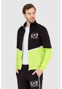 EA7 Emporio Armani - EA7 Czarno-zielony męski dres, Rozmiar S. Kolor: czarny. Materiał: dresówka #10