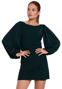 Makover - Elegancka sukienka mini z dekoltem na plecach. Materiał: elastan, guma. Styl: elegancki. Długość: mini #2